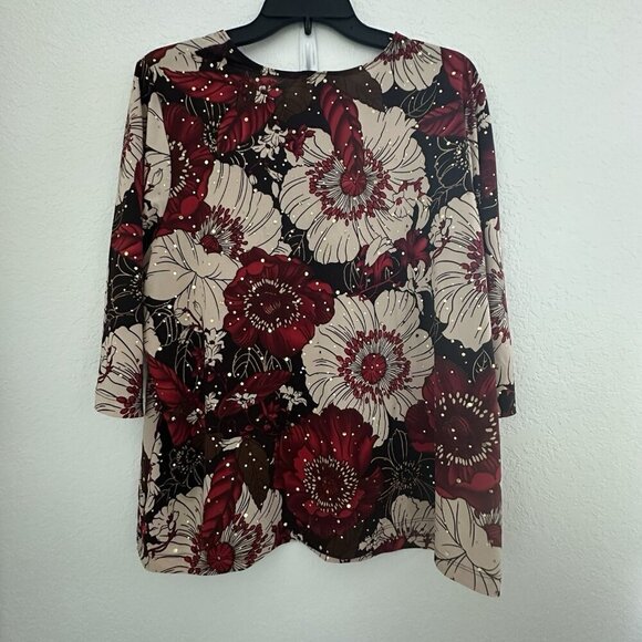 Maggie Barnes Womens Top OX Dark Floral 3/4 Sleeve Metallic Whimsigoth‎ Fairy - Picture 6 of 11